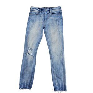 Express Cropped Jegging Jeans Womens 2 Blue Light Wash Mid Rise Distressed Ankle